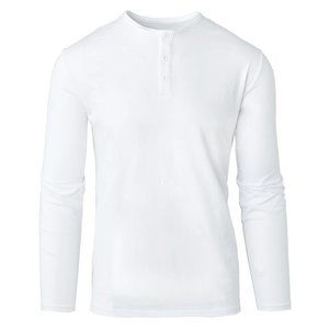 True Classic - Mens Long Sleeve Henley - Medium - White - 50% off